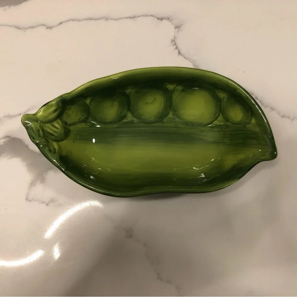 Pier 1 Imports Ironstone Pea Pod Small Serving Dish & 2 Tomato dipping dishes